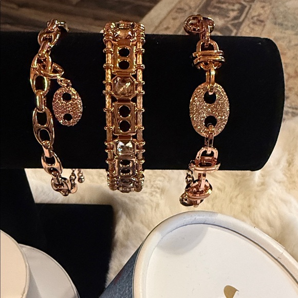 Bomb Party Jewelry - Rose Gold Crystal Link Bracelet Set - Women Jewelry